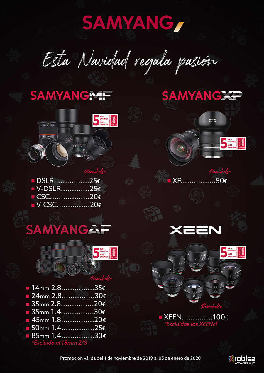“Esta Navidad regala pasión” Con el Cahsback de Samyang & Robisa